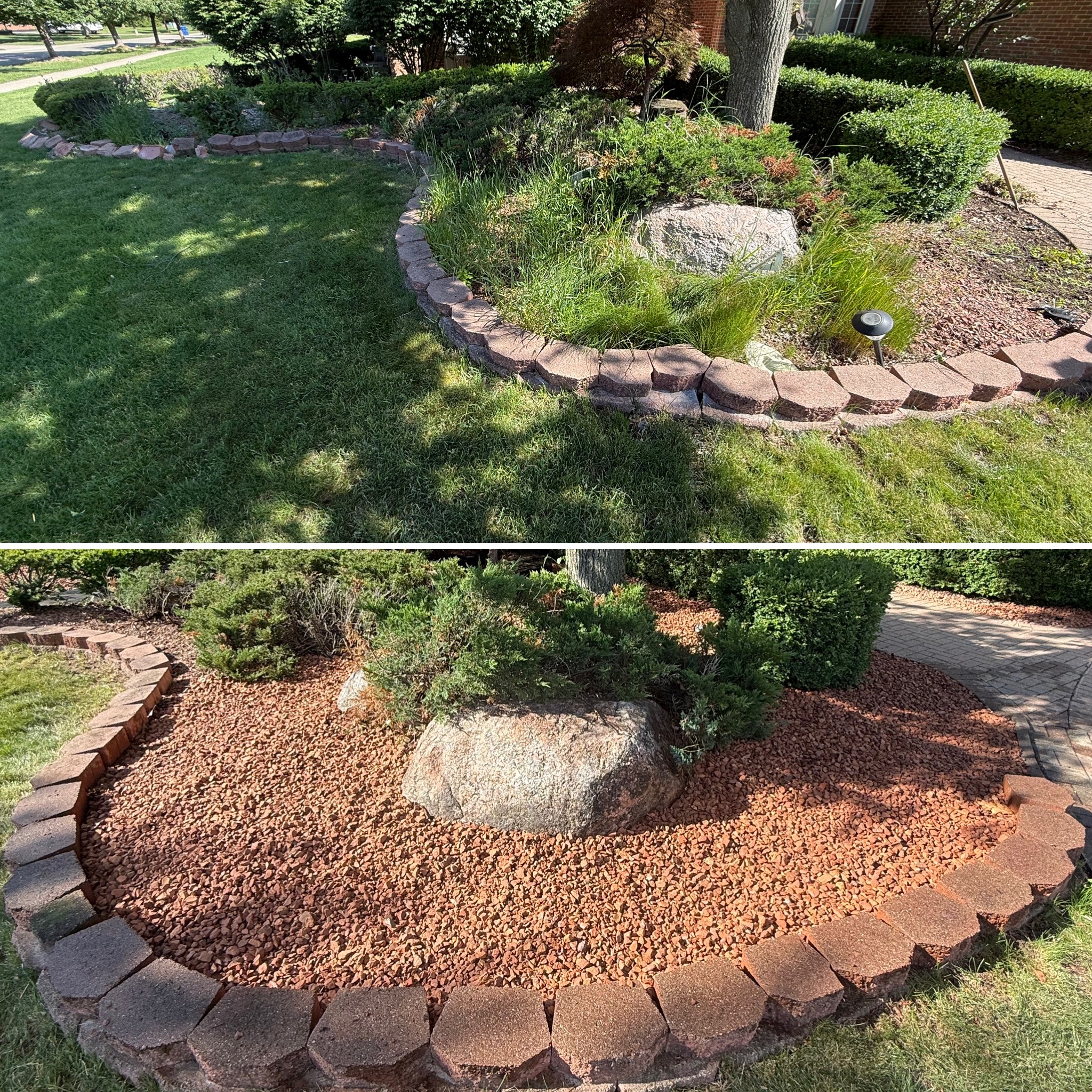 River rock pathway and stepping stone installation